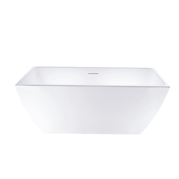 Montpellier 67 X 32-In Acrylic Flat Bottom Rectangular Freestanding Bathtub - White/integrated Overflow, White/Tan