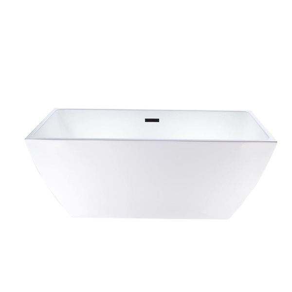 Montpellier 59 X 30-In Acrylic Flat Bottom Rectangular Soaking Freestanding Bathtub - White/oil Rubbed Bronze, White/Tan