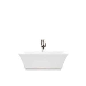 Vanity Art Strasbourg 67 x 32-in Acrylic Freestanding Soaking Bathtub with Centre Drain - White/Polished Chrome