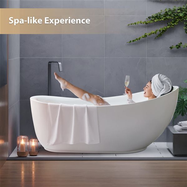 Vanity Art Belfort 71 x 35-in Acrylic Flat Bottom Freestanding Bathtub - White/Polished Chrome