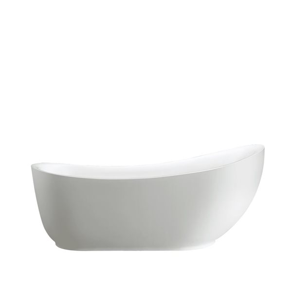 Belfort 71 X 35-In Acrylic Flat Bottom Freestanding Bathtub - White/polished Chrome, White/Tan
