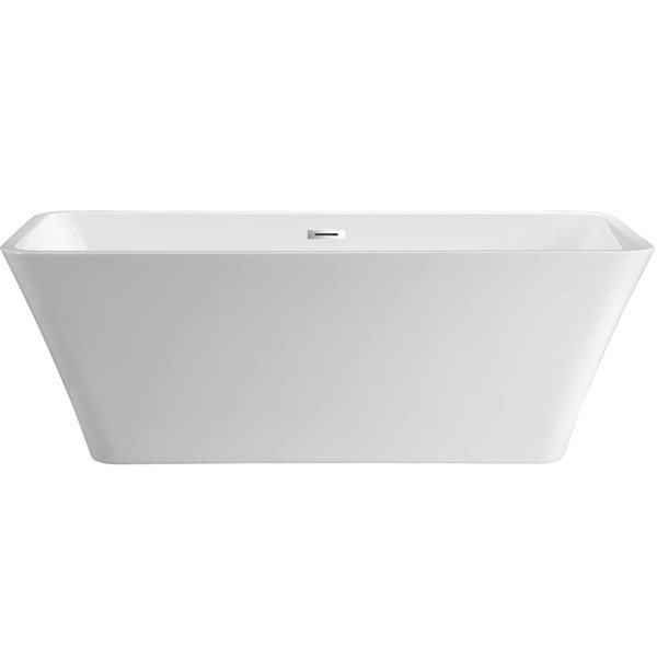 Vanity Art Nantes 67 x 30-in Acrylic Freestanding Rectangular Soaking Bathtub - White/Polished Chrome