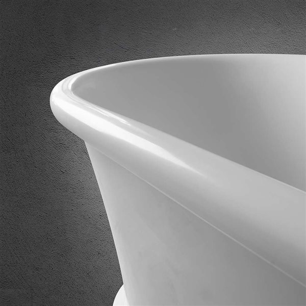Vanity Art Drancy 61 x 31-in Solid Surface Resin Stone Flat Bottom Freestanding Bathtub - Glossy White