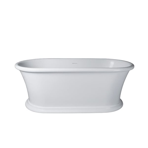 Vanity Art Drancy 61 x 31-in Solid Surface Resin Stone Flat Bottom Freestanding Bathtub - Glossy White