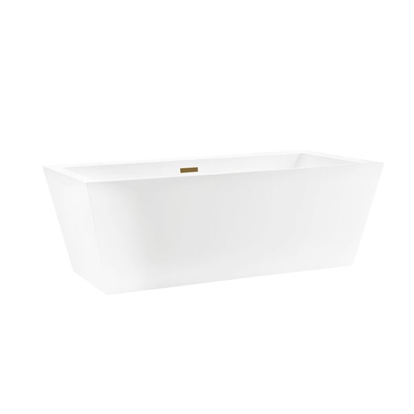 Tarbes 67 X 30-In Acrylic Flat Bottom Rectangular Soaking Freestanding Bathtub - White/titanium Gold, Gold/White/Tan