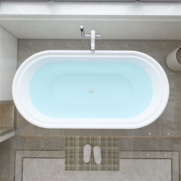 Vanity Art Versailles 67 x 31-in Acrylic Freestanding Soaking Bathtub with Centre Drain - Pure White
