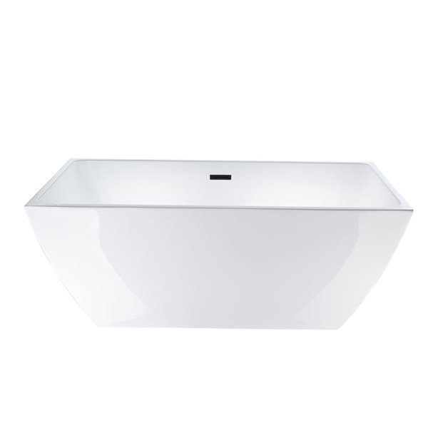 Montpellier 67 X 32-In Acrylic Flat Bottom Rectangular Soaking Freestanding Bathtub - White/matte Black, Black/White/Tan