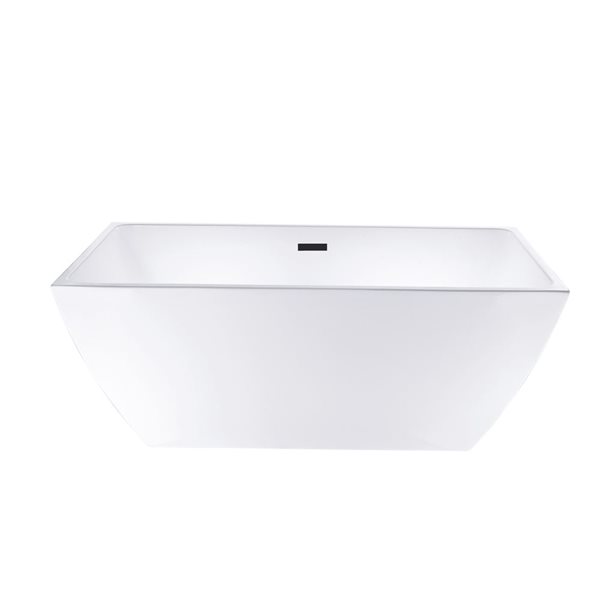 Vanity Art Montpellier 67 x 32-in Acrylic Flat Bottom Rectangular Soaking Freestanding Bathtub - White/Oil Rubbed Bronze