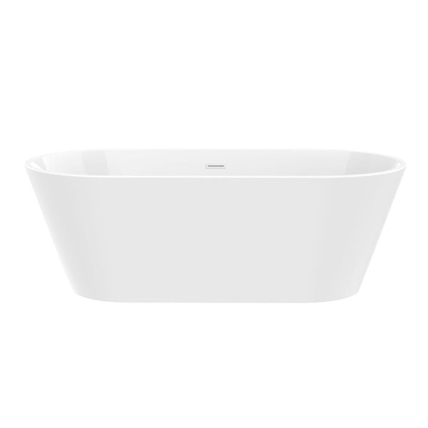 Domme 59 X 30-In Acrylic Flat Bottom Freestanding Non-Slip Soaking Bathtub - Pure White, White/Tan