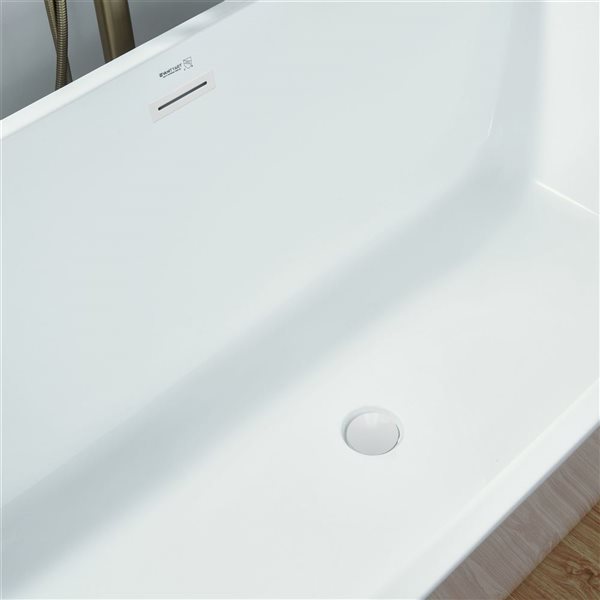 Vanity Art Montpellier 67 x 32-in Acrylic Flat Bottom Rectangular Soaking Freestanding Bathtub - Pure White