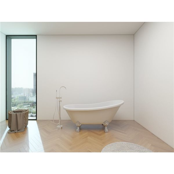 Vanity Art Toulouse 67 in. Acrylic Clawfoot Freestanding Bathtub in White