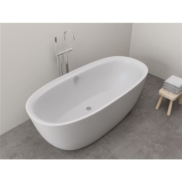 Lille 67 in. Acrylic Flatbottom Freestanding Bathtub in White Lille 67 in. Acrylic Flatbottom Freestanding Bathtub in White