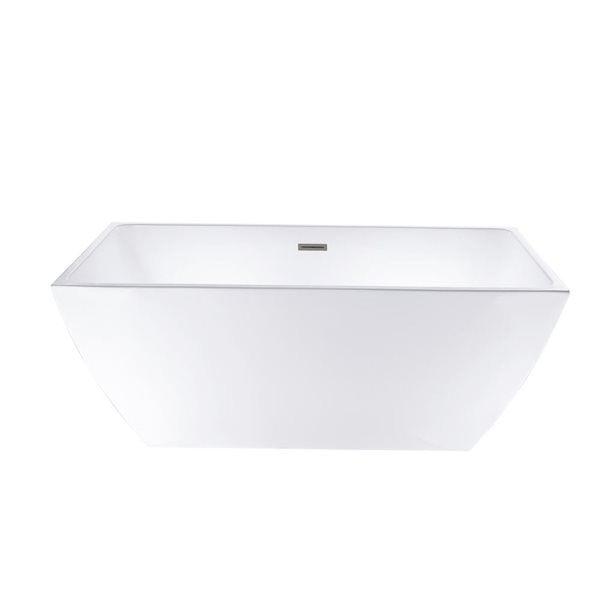 Montpellier 67 X 32-In Acrylic Flat Bottom Rectangular Soaking Freestanding Bathtub - White/brushed Nickel, White/Tan