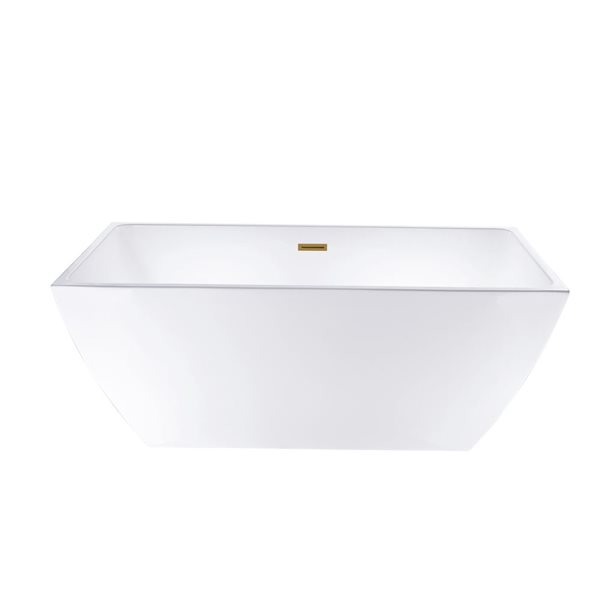 Montpellier 67 X 32-In Acrylic Flat Bottom Rectangular Soaking Freestanding Bathtub - White/titanium Gold, Gold/White/Tan