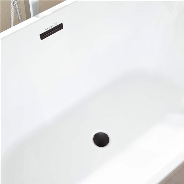 Bordeaux 54 in. Acrylic Flatbottom Freestanding Bathtub in White/Oil Rubbed Bronze Bordeaux 54 in. Acrylic Flatbottom Freestanding Bathtub in White/Oil Rubbed Bronze