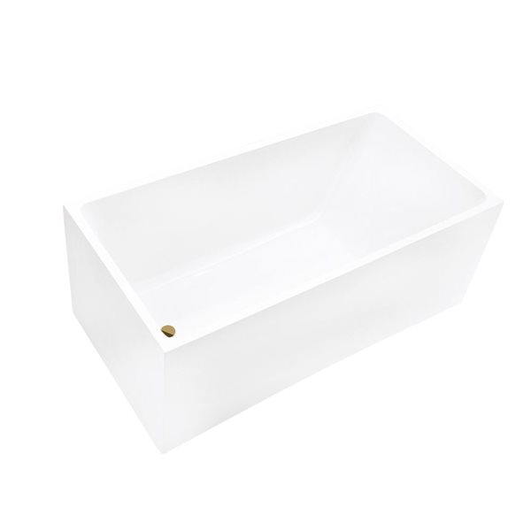 Vannes 55 X 29-In Acrylic Flat Bottom Rectangular Soaking Freestanding Bathtub - White/titanium Gold, Gold/White/Tan