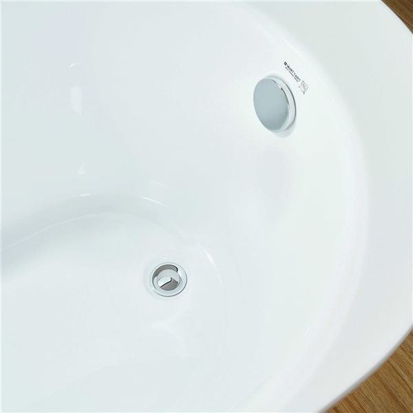 Vanity Art Nimes 70 x 34-in Acrylic Flat Bottom Oval Soaking Freestanding Bathtub - White/Polished Chrome