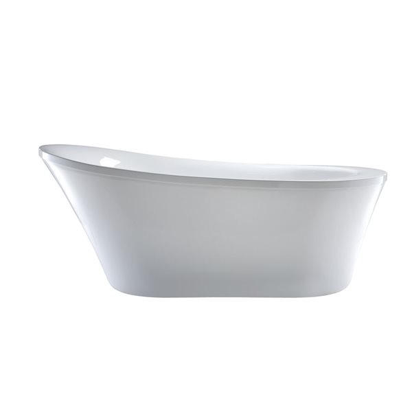 Nimes 70 X 34-In Acrylic Flat Bottom Oval Soaking Freestanding Bathtub - White/polished Chrome, White/Tan