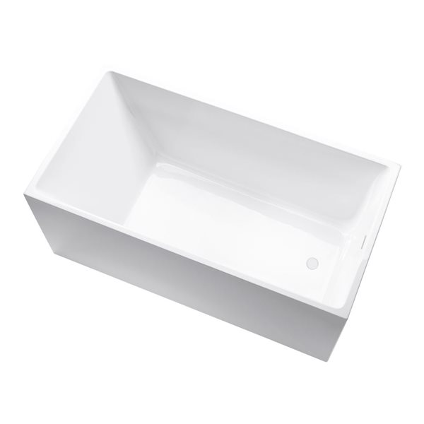 Vanity Art Vannes 55 x 29-in Acrylic Flat Bottom Rectangular Soaking Freestanding Bathtub - Pure White