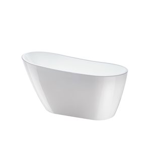 Baignoire autoportante ovale Bourges Vanity Art 55 x 28 po en acrylique à fond plat, blanc/noir mat