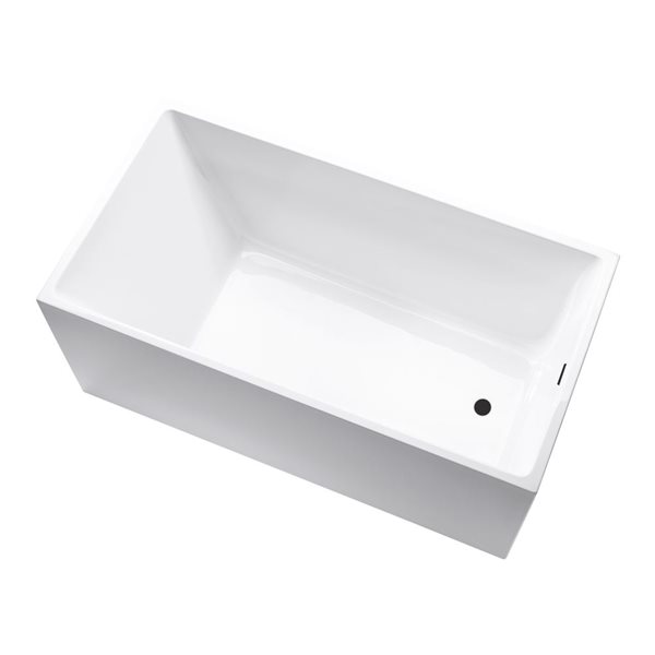 Vanity Art Vannes 55 x 29-in Acrylic Flat Bottom Rectangular Soaking Freestanding Bathtub - White/Oil Rubbed Bronze