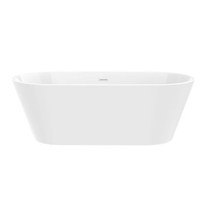 Vanity Art Domme 67 x 32-in Acrylic Flat Bottom Freestanding Non-Slip Soaking Bathtub - Pure White