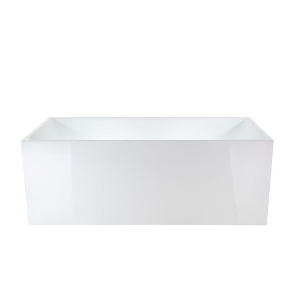 Talence 67 X 32-In Acrylic Flat Bottom Rectangular Soaking Freestanding Bathtub - White/matte Black, Black/White/Tan