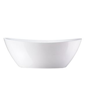 Vanity Art Valence 71 x 33-in Acrylic Flat Bottom Oval Soaking Freestanding Bathtub - White/Integrated Overflow