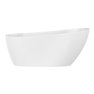 Baignoire autoportante ovale Colombes Vanity Art 67 x 32 po en acrylique à fond plat, blanc/chrome poli
