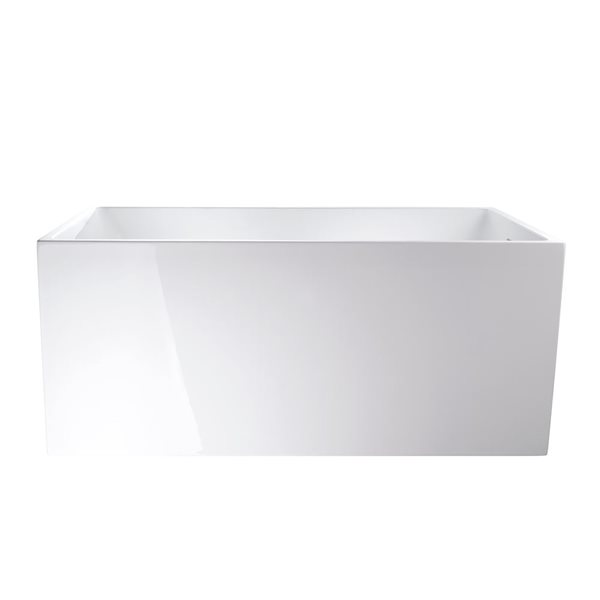 Vanity Art Vannes 47 x 29-in Acrylic Flat Bottom Rectangular Soaking Freestanding Bathtub - White/Polished Chrome