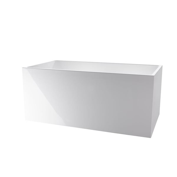 Vanity Art Vannes 47 x 29-in Acrylic Flat Bottom Rectangular Soaking Freestanding Bathtub - White/Polished Chrome