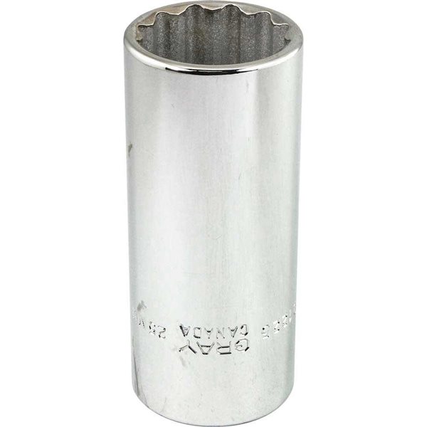 Gray Tools 25 mm x 1/2-in Drive Metric 12-Point Deep Chrome Finish Socket