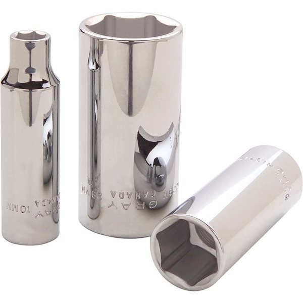 Gray Tools 30 mm x 1/2-in Drive Metric 6-Point Deep Chrome Finish Socket