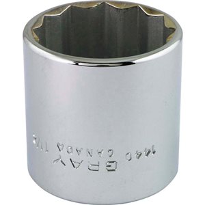 Douille courte 12 pans Gray Tools standard chromée 1 1/2 po à entraînement 1/2 po