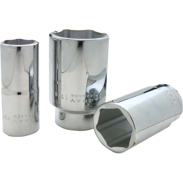 Gray Tools 1-1/16-in x 3/4-in Drive Standard 6-Point Deep Chrome Finish Socket
