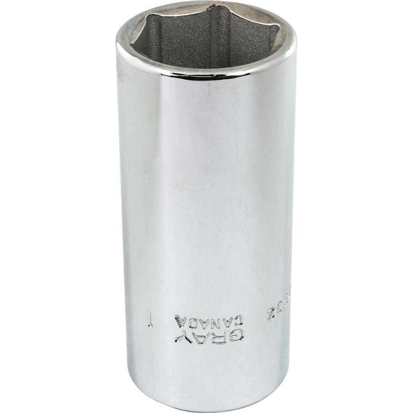 Gray Tools 1-in x 1/2-in Drive Standard 6-Point Deep Chrome Finish Socket