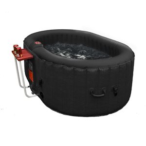 ALEKO 2-Person 100-Jet Black Oval Inflatable Hot Tub w/ Drink Tray and Cover
