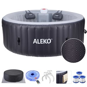 ALEKO Diamond 4-Person 120-Jet Inflatable Round Hot Tub w/ Energy Efficient Cover