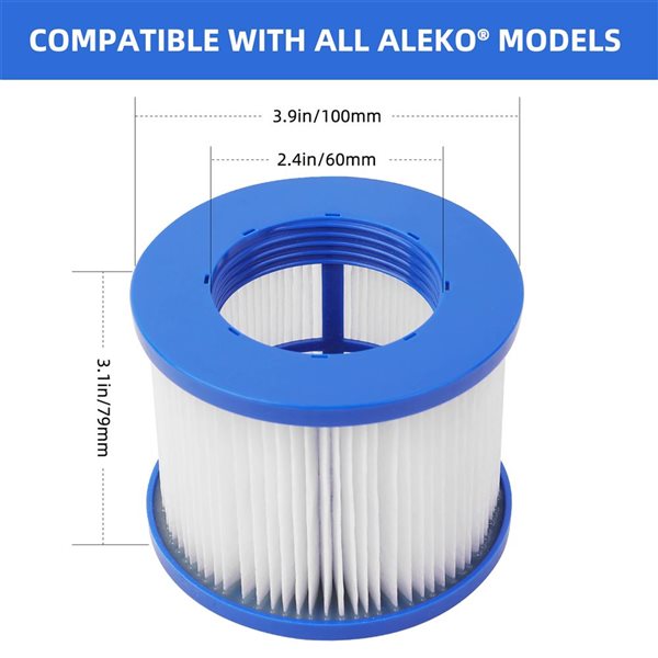 ALEKO Blue 6-Pack Water Filter Cartridge for Inflatable Hot Tub Spa