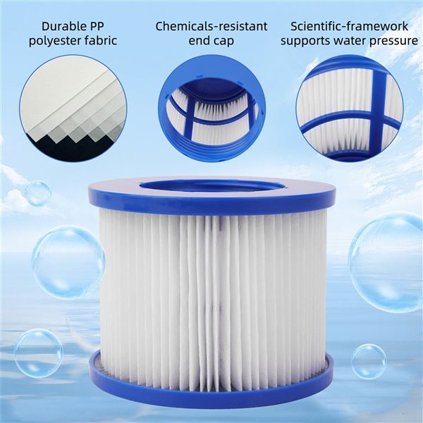 ALEKO Blue 6-Pack Water Filter Cartridge for Inflatable Hot Tub Spa