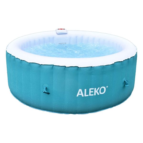 ALEKO 4-Person 120-Jet Blue and White Round Inflatable Hot Tub w/ Cover