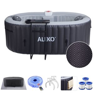 ALEKO Diamond 2-Person 100-Jet Inflatable Oval Hot Tub w/ Energy Efficient Cover