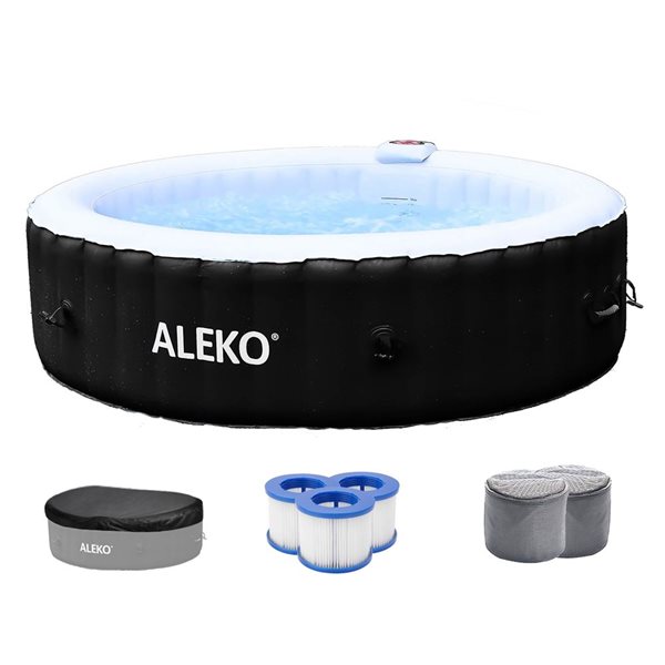 ALEKO 6-Person 130-Jet Round Inflatable Hot Tub and Ice Bath Kit