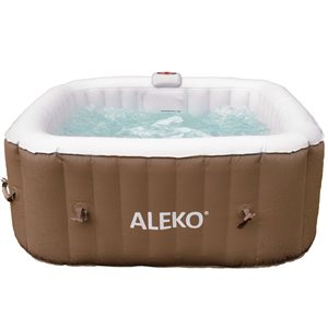 ALEKO 4-Person 120-Jet Brown Square Inflatable Jetted Hot Tub w/ Cover