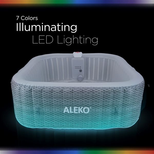 ALEKO 6-Person 130-Jet Grey Rope Pattern Square Inflatable Hot Tub w/ Energy Efficient Cover