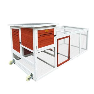 Poulailler mobile KennelMaster 84 x 41 x 36 po et son enclos, rouge