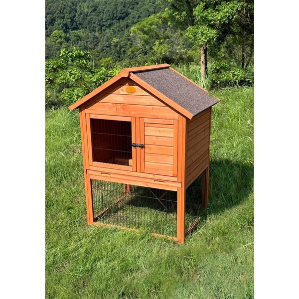 KennelMaster 36 x 30 x 48-in Elevated Rabbit Hutch - Brown