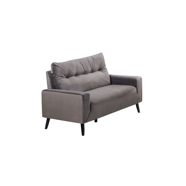 HomeTrend Veronica Dark Grey Velvet Midcentury Loveseat