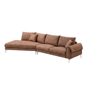 Sectionnel 2 morceaux Citrine HomeTrend avec chaise modulaire gauche en microfibre brun