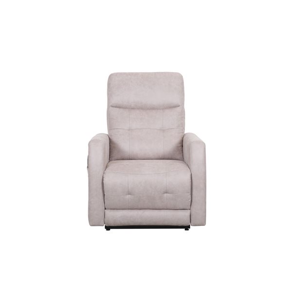 HomeTrend Aisha Beige Microfibre Power Lift Recliner w/ Adjustable Headrest